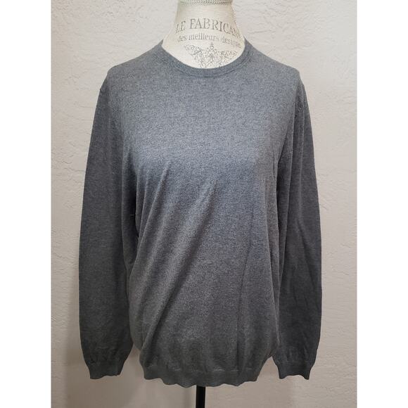 Massimo Dutti Cotton Silk Cashmere V-Neck Gray Pullover Jumper Sweater Size M - Picture 2 of 7